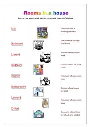 English Worksheet: Houses - Rooms in a house