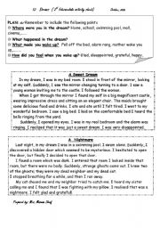 English Worksheet: dream, writing