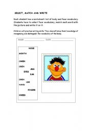 English Worksheet: Parts of the face