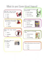 English Worksheet: What do you know about dancing