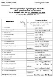 English Worksheet: Bingo Icebreaker