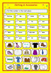 English Worksheet: Clothing and accessories