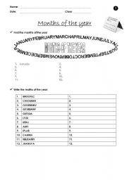 English Worksheet: Months of the year - 1