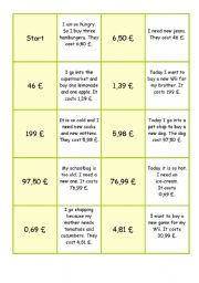 English Worksheet: Reading game money