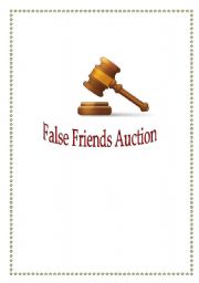 English Worksheet: False Friends Auction