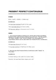 English worksheet: Present perfect continuos