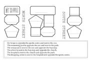 English worksheet: places in town, next to and opposite