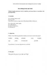 English Worksheet: A place you know well