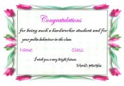 English Worksheet: certificate