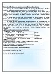 English Worksheet: reading comprehension  part 3