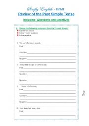 English Worksheet: Review of the Past Simple Tense