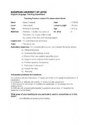 English worksheet: story