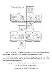 English Worksheet: Sesame Vowels dice