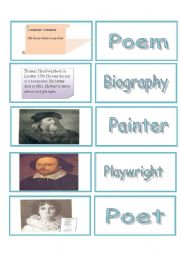 Art and Literature Cards (matching ) 2 pages 