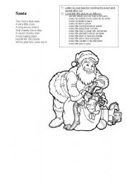 English worksheet: Santa poem