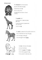 English Worksheet: African animals