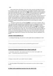 English Worksheet: reading comprehension