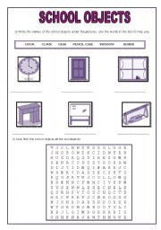 English worksheet: School objects