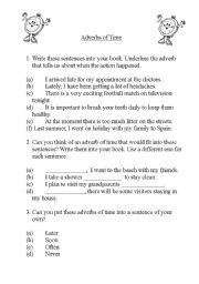 English Worksheet: Adverbs of Time