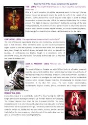 English Worksheet: Horror Moviess Plots