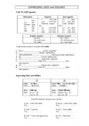 English Worksheet: Expressing Likes and Dislikes
