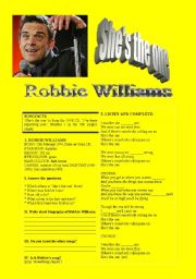 English Worksheet: ROBBIE WILLIAMS SHES THE ONE 