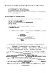 Sex And The City worksheet and vocab concerning 