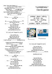 English Worksheet: Cardigans - Lovefool