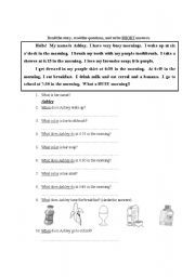 English Worksheet: SIMPLE READING COMPREHENSION