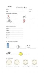 English worksheet: test 4th garde