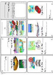 English Worksheet: Transport and holidays (B/W version included)