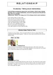 English Worksheet: Relationship- conversation - intermediate students