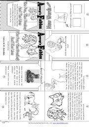 English Worksheet: Aesops Fables: The Fox, The Donkey And The Lion [ Mini-book ]