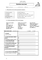 English Worksheet: Greetings, dates, numbers (revision)