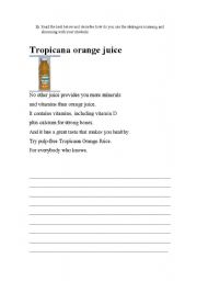 English worksheet: Tropicana Juice