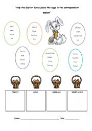 English Worksheet: Help the easter bunny place the eggs in the correspondent basket
