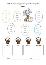 English Worksheet: Help the easter bunny place the eggs in the correspondent basket