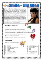 English Worksheet: Lily Allen - Smile