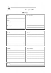 English Worksheet: book report