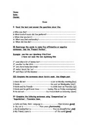 English worksheet: Global Exam