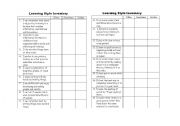 English Worksheet: Learning Style Inventory