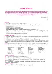 English worksheet: Super powers