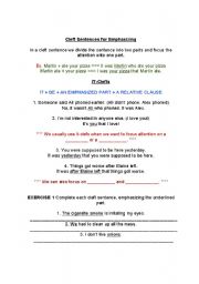 English Worksheet: Cleft Sentences