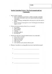 English Worksheet: Service Learning Pretest