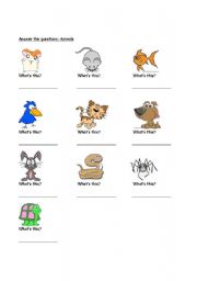 English worksheet: Animals