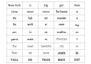 English Worksheet: comparatives and superlatives