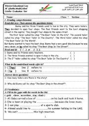 English Worksheet: A complete diagnostic test for the elementary level ( According to UAE MOE Criteria) 