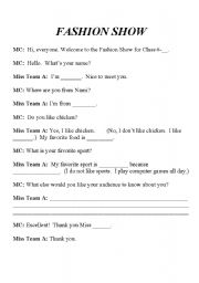 English Worksheet: Fashion Show Role Play
