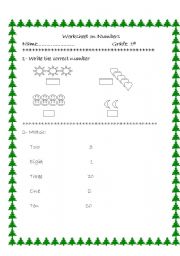 English Worksheet: worksheet on numbers