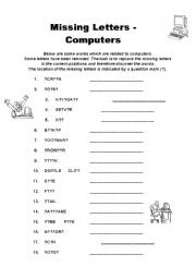 English Worksheet: Missing Letters - Computers